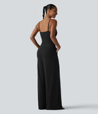 Combinaison décontractée à col en V avec soutien-gorge intégré et poches - Easy Peasy