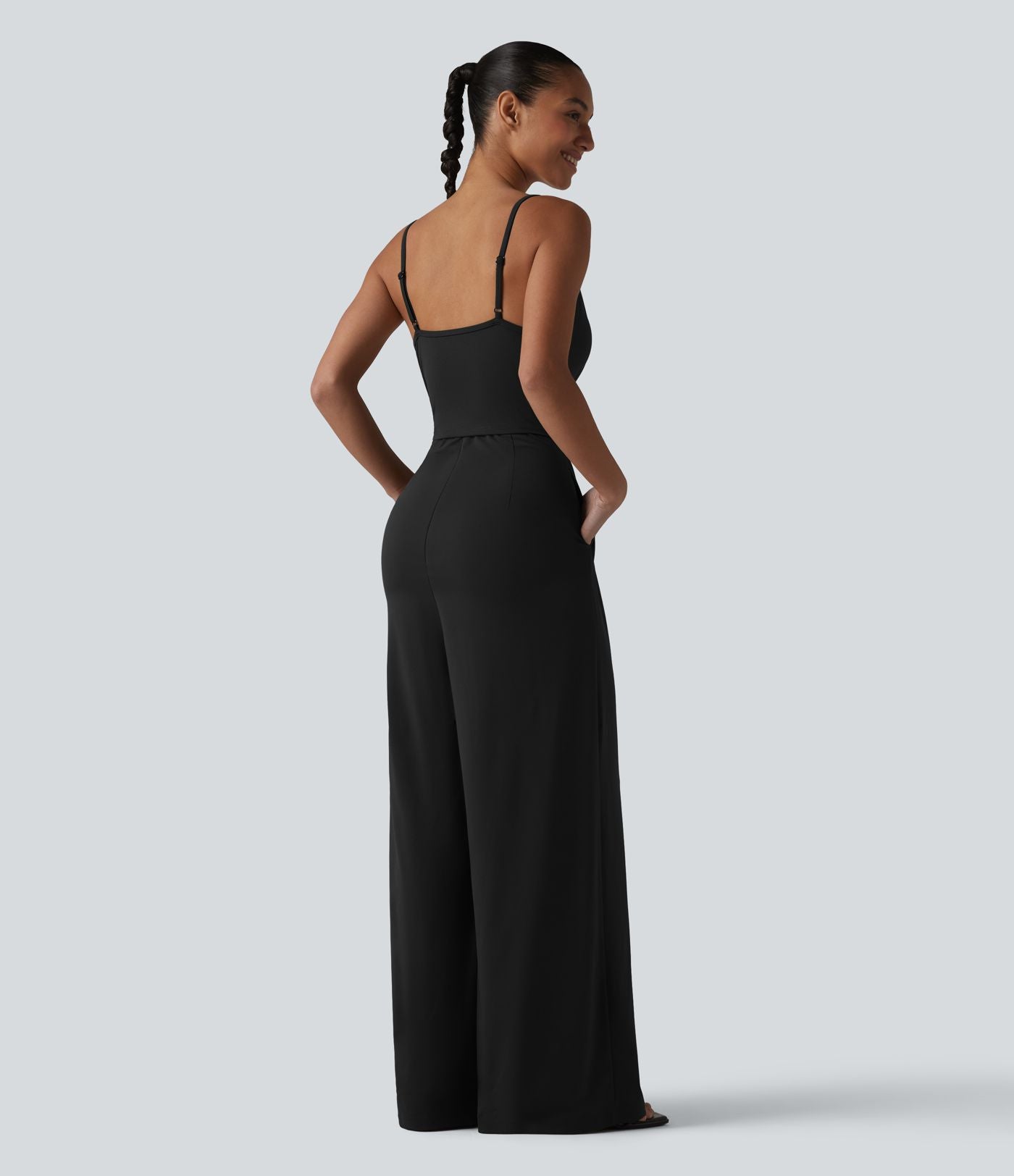 Combinaison décontractée à col en V avec soutien-gorge intégré et poches - Easy Peasy