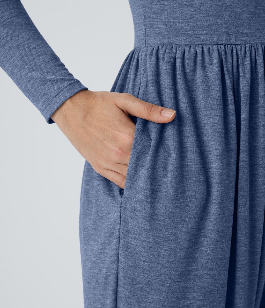 Combinaison décontractée style sarouel, col rond, dos nu, plissée avec poches latérales