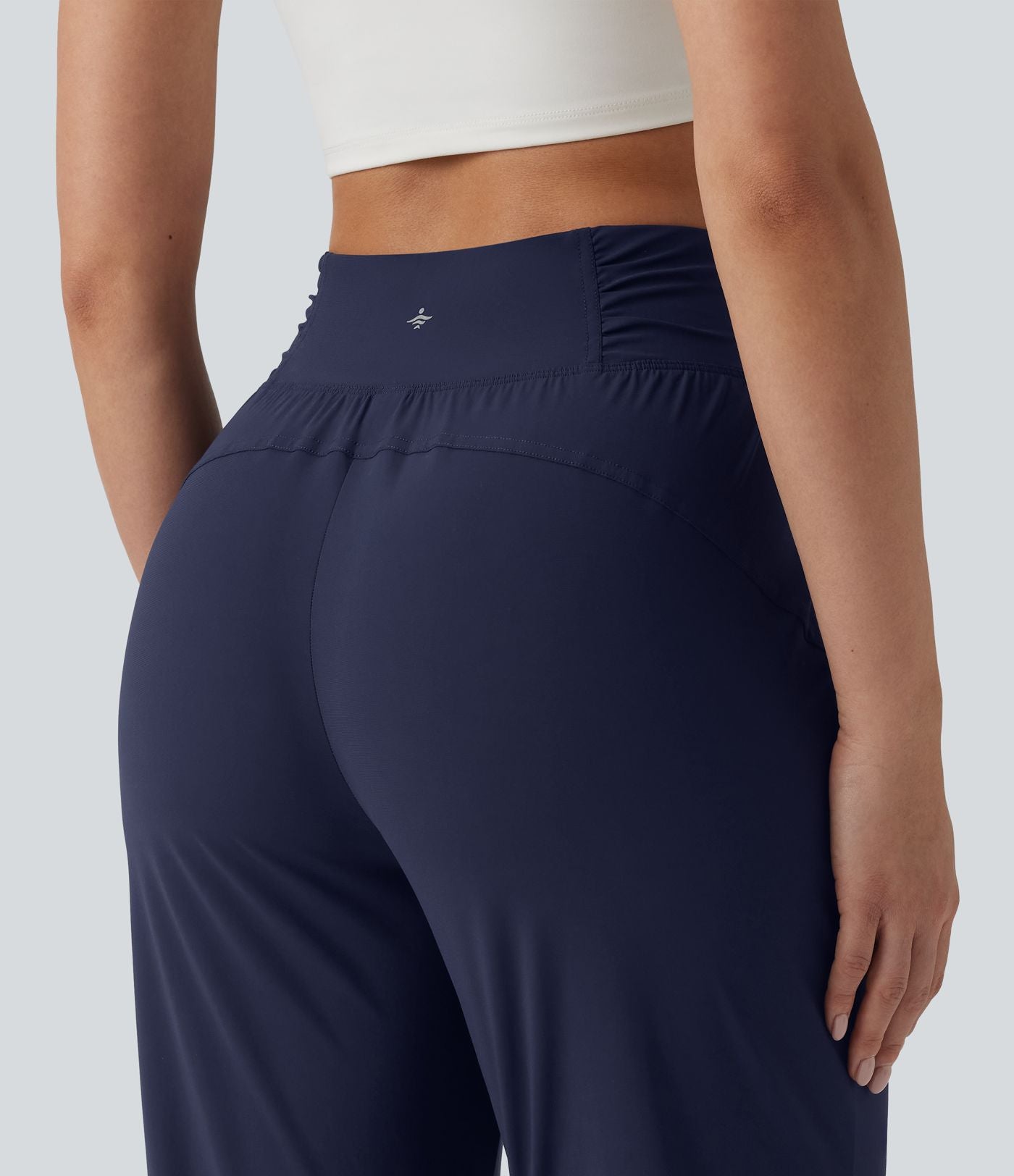 Jogging de danse fuselé 7/8 froncé séchage rapide effet frais InstantCool taille haute avec cordon de serrage et poches, protection solaire UPF40+