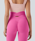 Legging yoga 7/8 SoftlyZero™ taille haute froncé avec lien dos - UPF50+