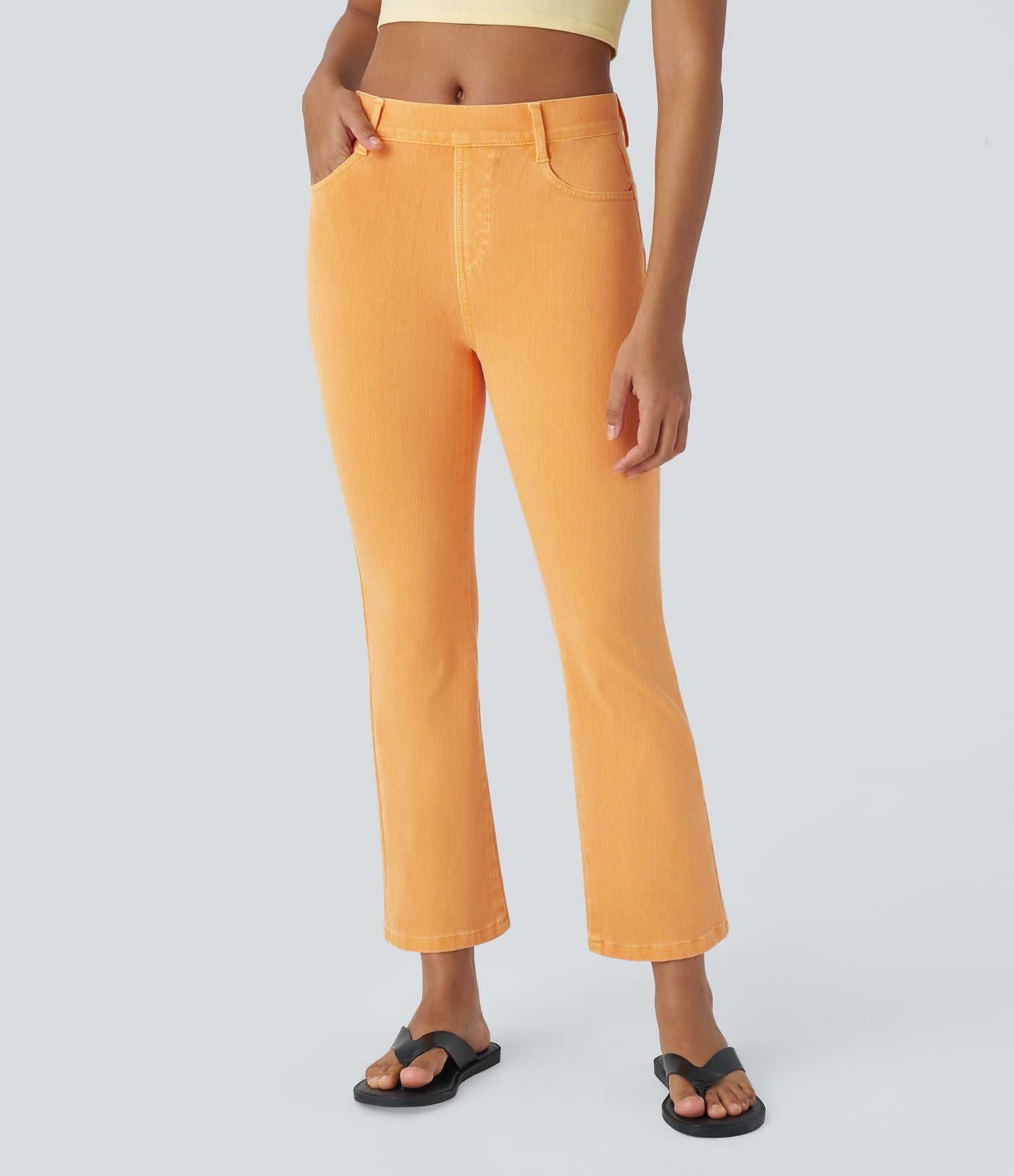 Jean bootcut 7/8 décontracté coloré à poches taille haute Halara Flex™