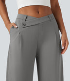 Pantalon tailleur fuselé asymétrique taille moyenne Halara Flex™ DayStretch avec poches