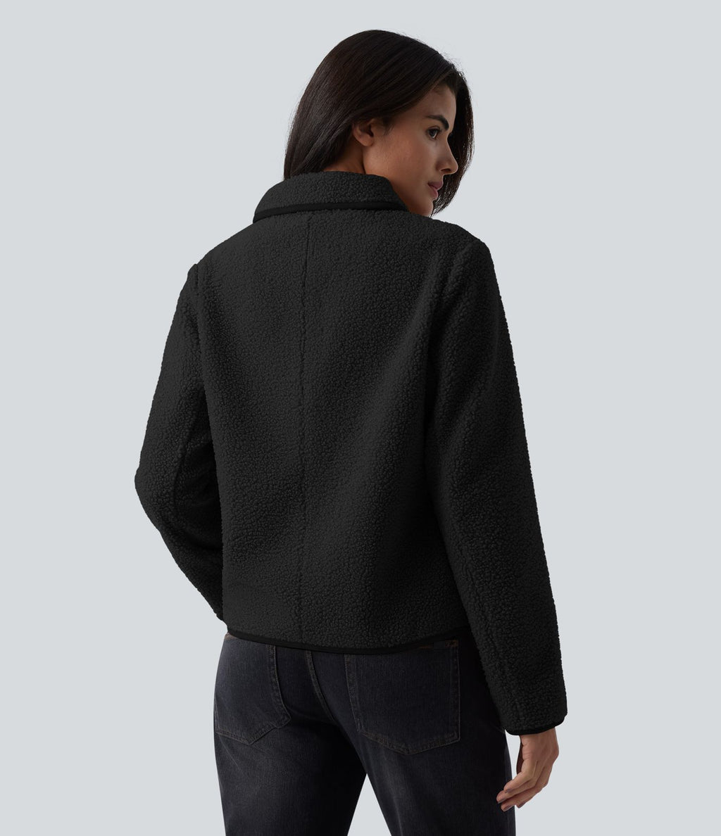 Veste casual sherpa col manches longues avec poches