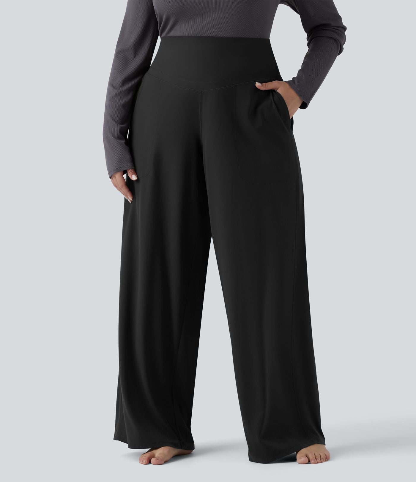Pantalon de yoga grande taille jambes droites taille haute gainant Halara UltraSculpt™ avec poches