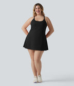 Robe de danse grande taille SoftlyZero™ Plush effet push-up dos nu avec bretelles réglables croisées et brassière intégrée – Édition Easy Peasy