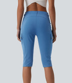 Pantalon cargo pedal pusher ajusté uni taille haute DayStretch avec poches zippées