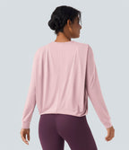Haut de sport yoga col rond manches longues froncé - UPF50+