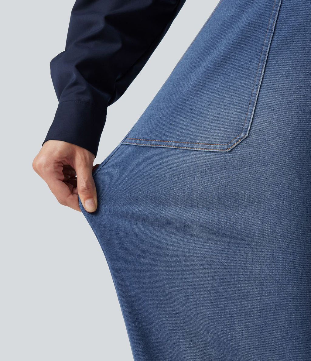 Jean barrel Halara Flex™ taille mi-haute avec cordon de serrage et poches