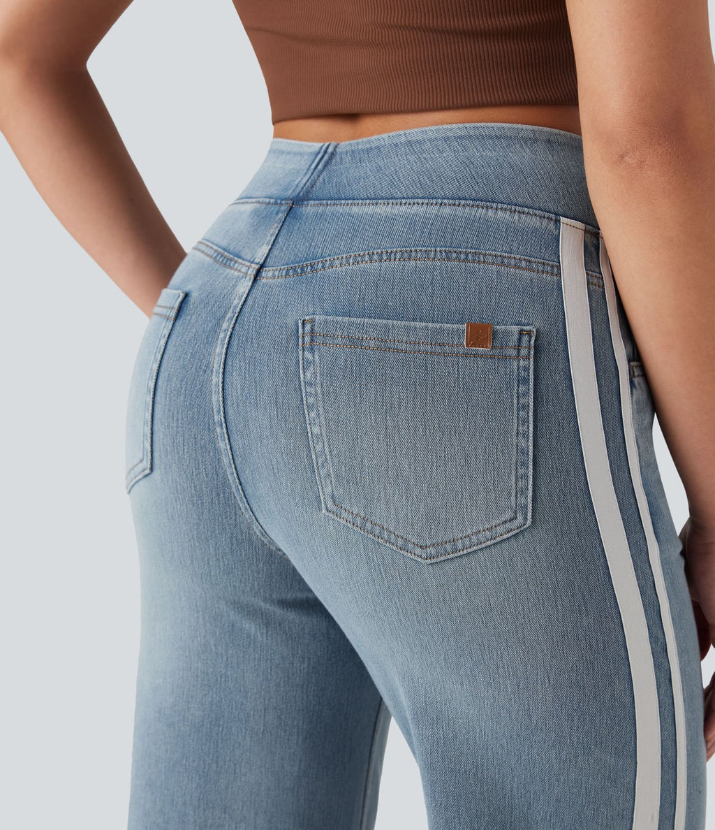 Short baggy denim rayé délavé Halara Flex™ taille haute avec poches