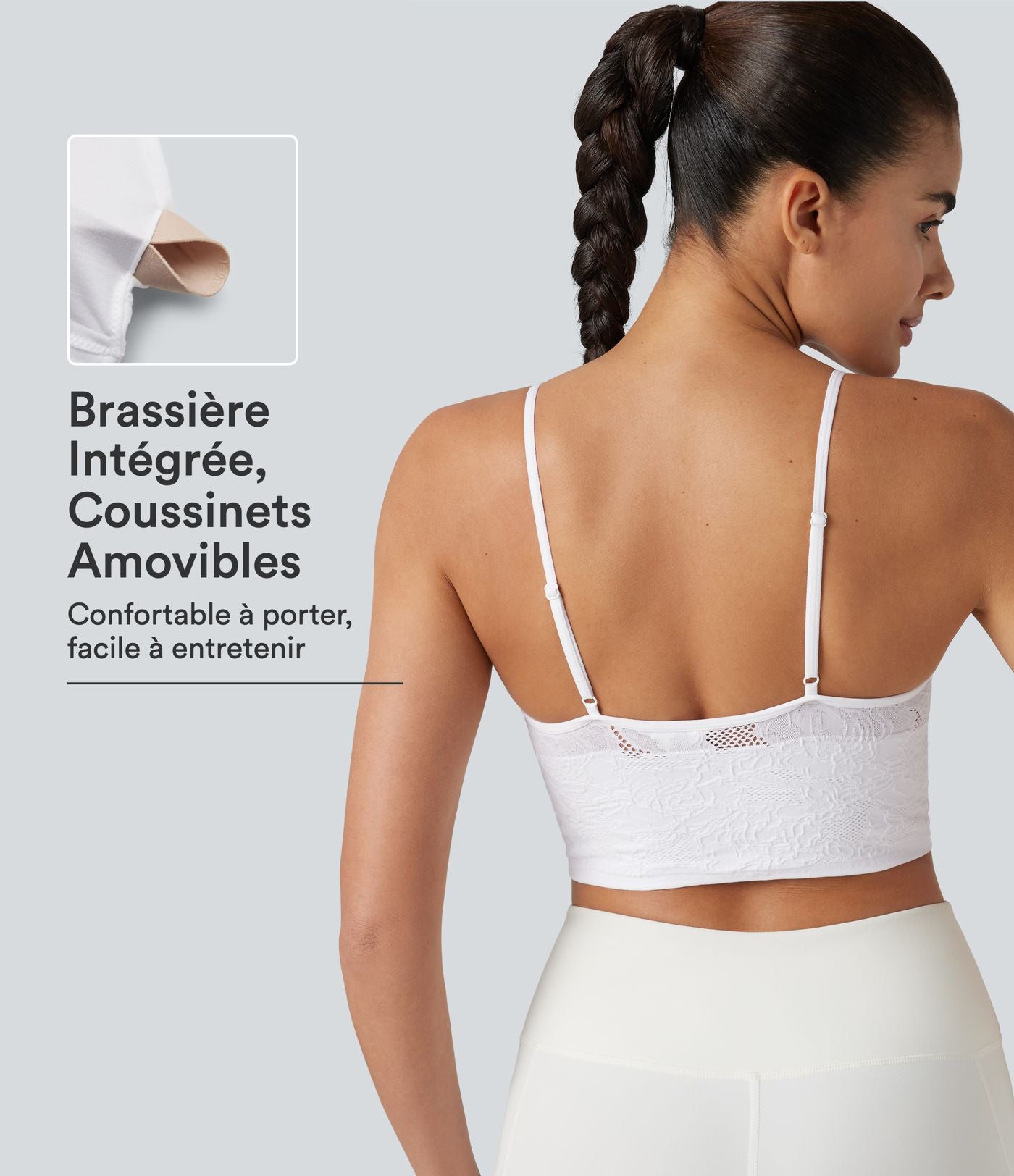 Débardeur de yoga court OneForm Seamless Flow à motif jacquard avec soutien-gorge intégré