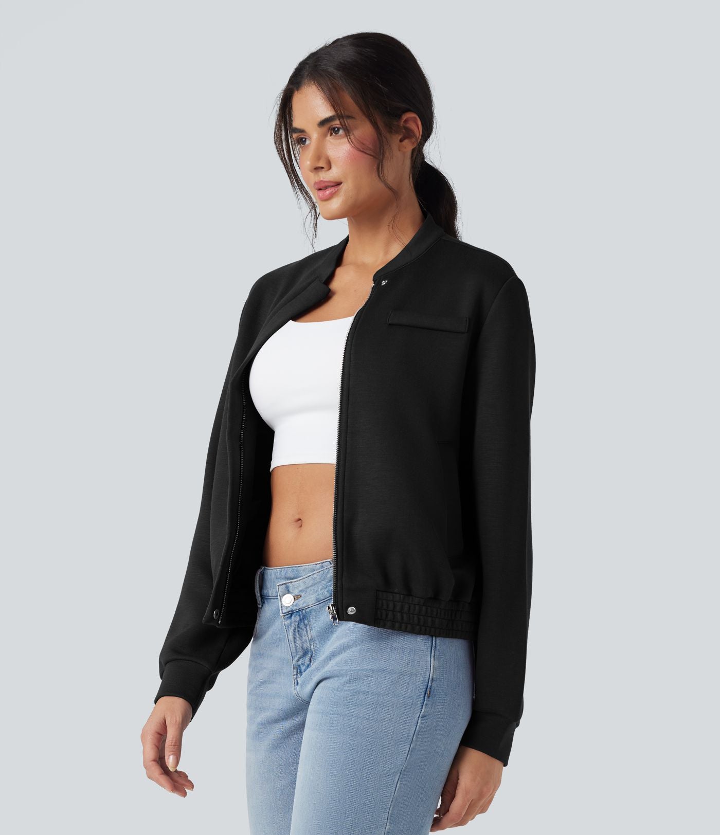 Veste bomber décontractée SpacerTek™ manches longues, col arrondi, avec poches