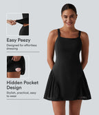 Robe de tennis Easy Peasy SoftlyZero™ dos croisé avec dentelle contrastée, brassière intégrée, à effet frais InstantCool et poches, protection solaire UPF50+