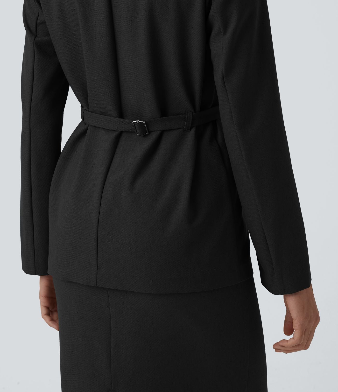 Blazer buerau manches longues en mélange de lin avec poches