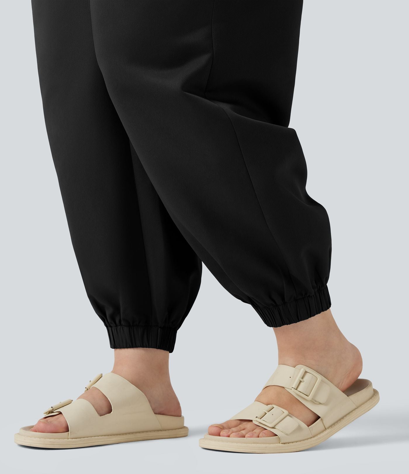 Pantalon jogging grande taille, taille mi-haute avec poches