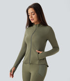 Veste d'équitation ajustée Softlyzero™ avec col montant, passe-pouces, poches, plis et fermeture éclair - Protection UPF50+