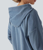Sweat à capuche décontracté en denim Halara Flex™ avec poche