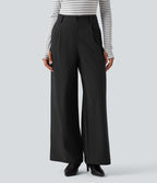 Pantalon tailleur baggy taille haute avec poches