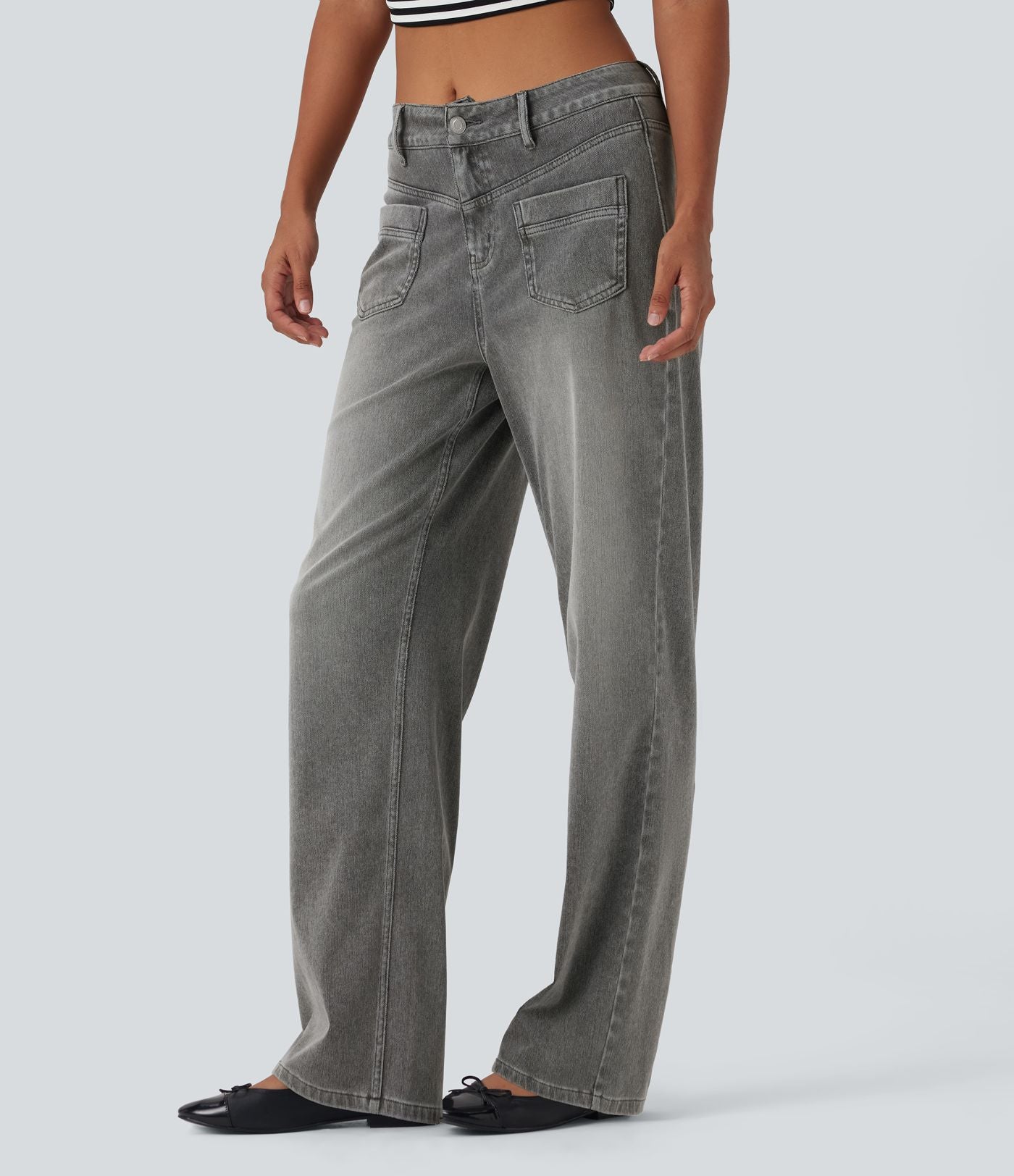 Halara Flex™ Jean coupe droite décontracté taille mi-haute avec poches