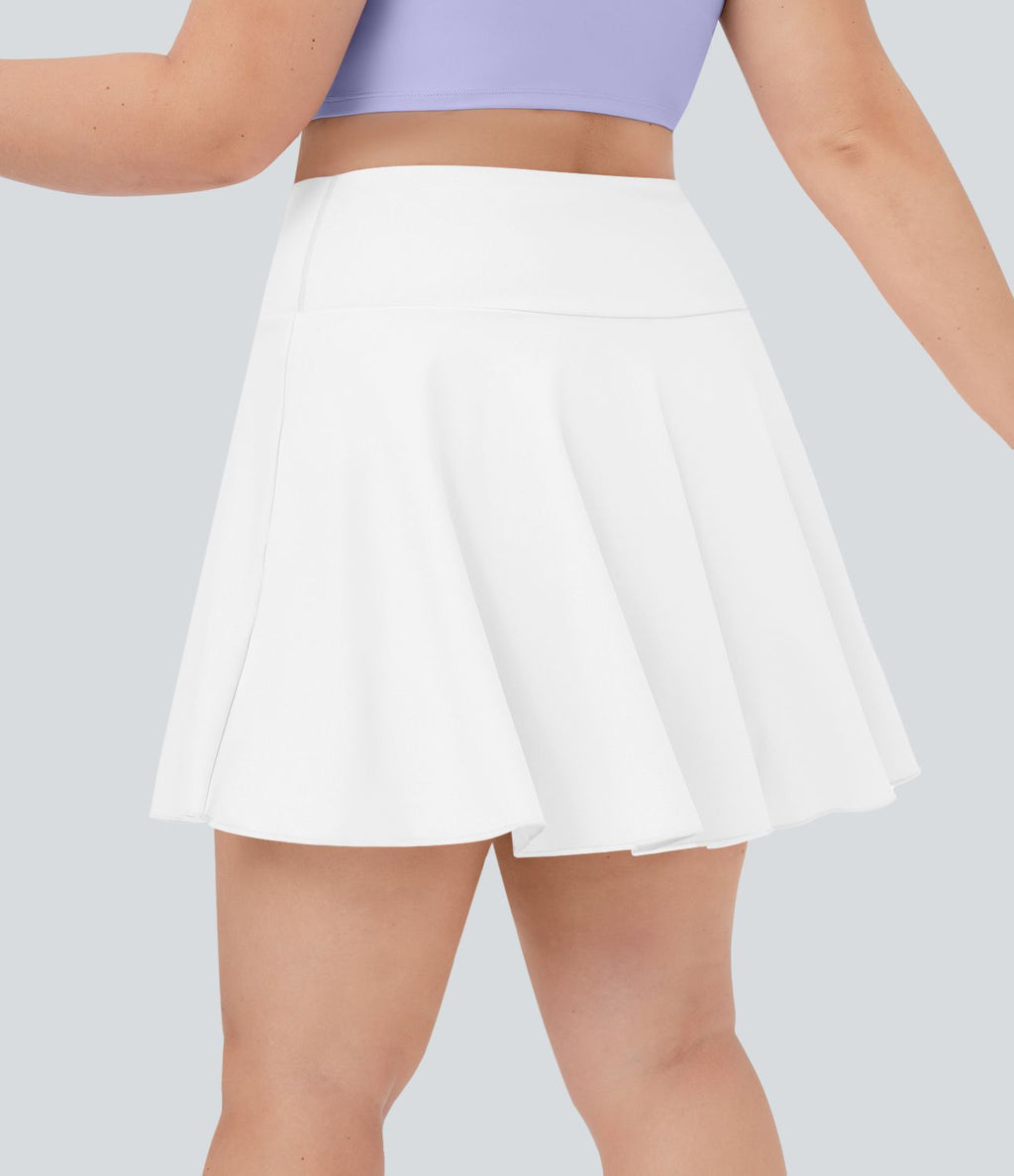 Jupe de tennis SoftlyZero™ Airy confortable 2-en-1 à taille haute croisée avec poches latérales, coupe évasée grande taille effet frais InstantCool, protection solaire UPF50+