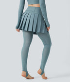 Legging à jupe étrier danse Breezeful™ 2-en-1 taille haute plissé résille contrastante séchage rapide avec poches