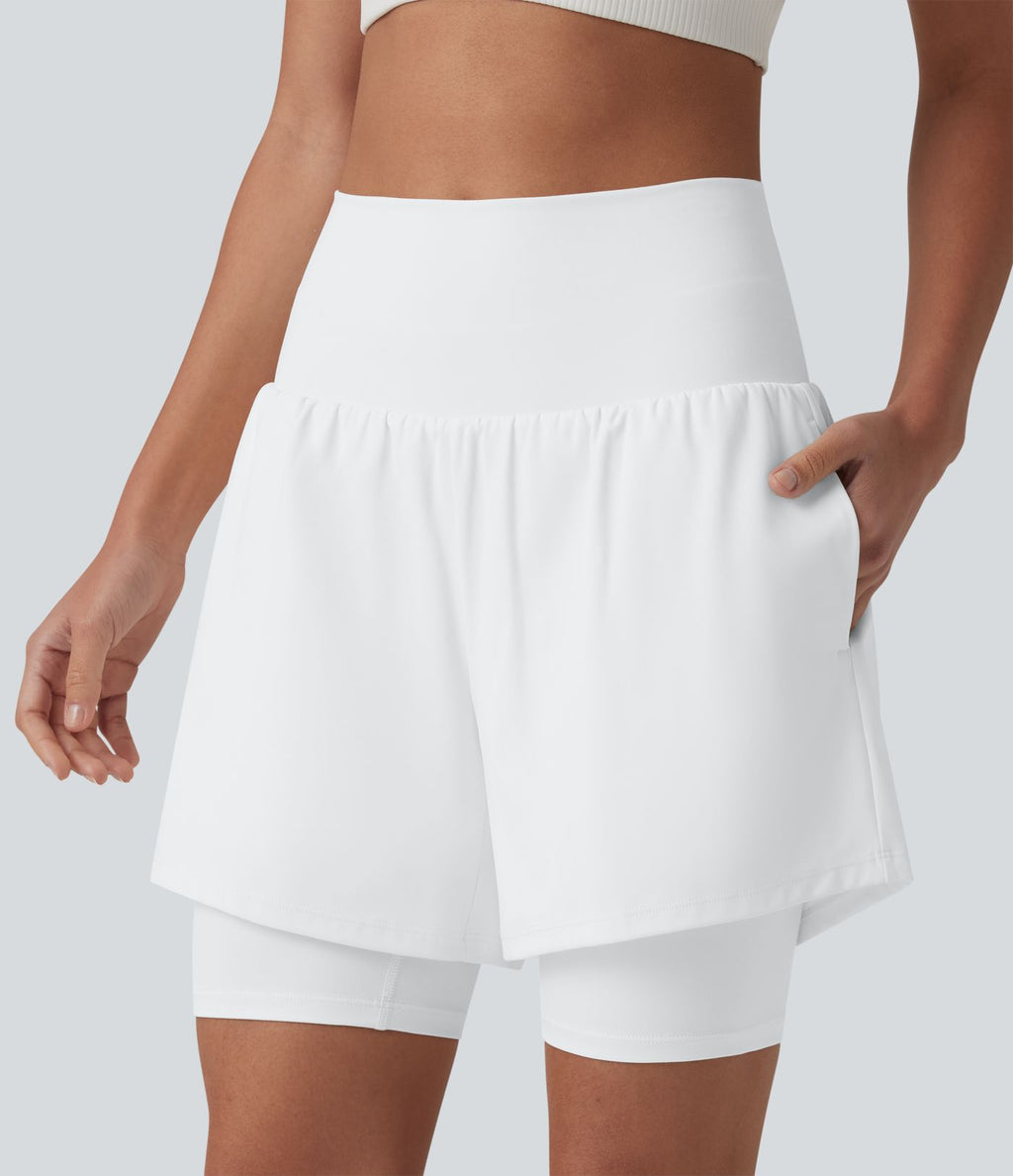 Short de yoga SoftlyZero™ Airy 2-en-1 taille ultra-haute effet frais InstantCool 17,5 cm avec poches