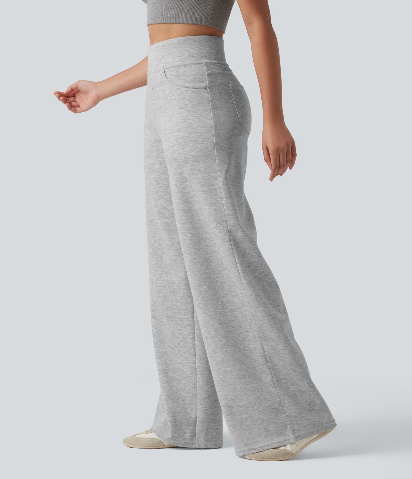 Pantalon casual large taille haute avec poches