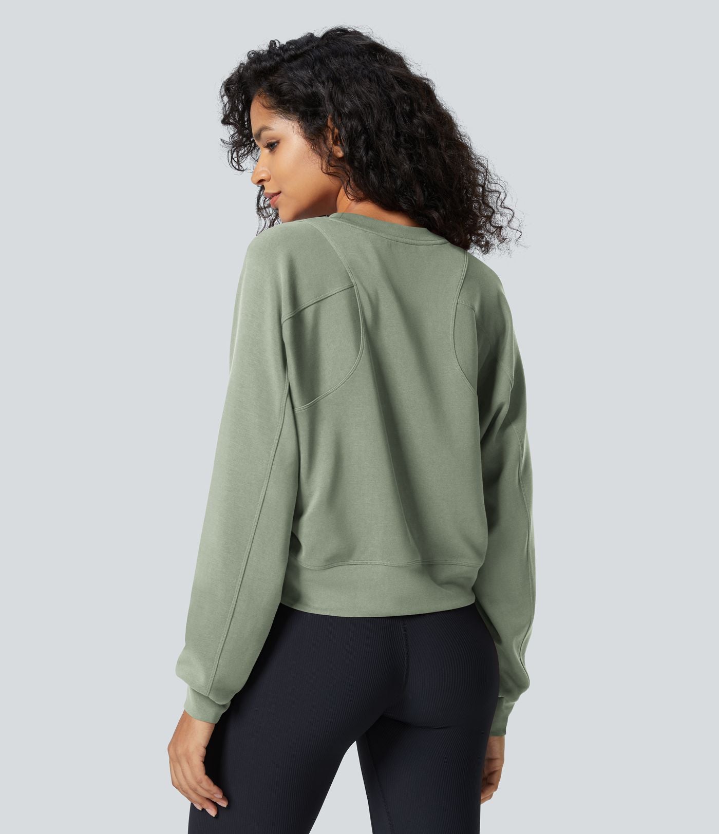 Sweatshirt Casual Solide à Manches Raglan et Col Rond