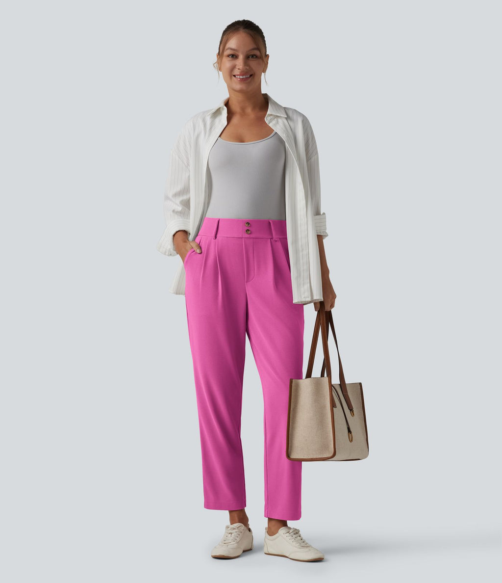 Halara Flex™ Pantalon tailleur fuselé taille haute en tissu gaufré avec poches
