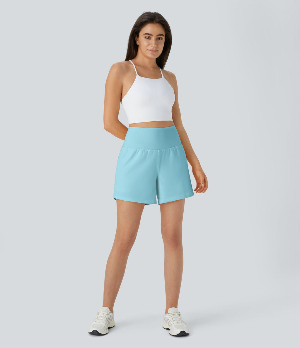 Short yoga 2-en-1 SoftlyZero™ Airy effet frais InstantCool taille très haute 12,5 cm avec poches, longueur allongée