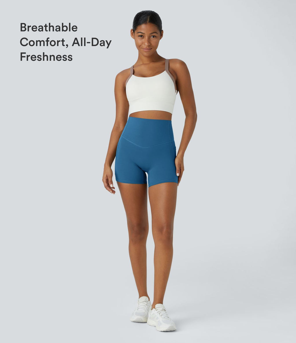 Short cycliste d'entraînement gainant taille haute UltraSculpt™ SoCinched à poches latérales 12,5 cm