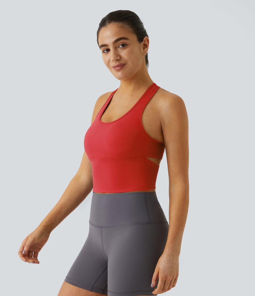 Softlyzero™ Plush Plus Débardeur Yoga Crop à Col U Plongeant Dos Nu Dos Nageur Découpé - UPF50+
