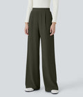 Halara Flex™ Pantalon Tailleur Évasé à Taille Haute Sculptant la Silhouette avec Poches Latérales Micro Waffle