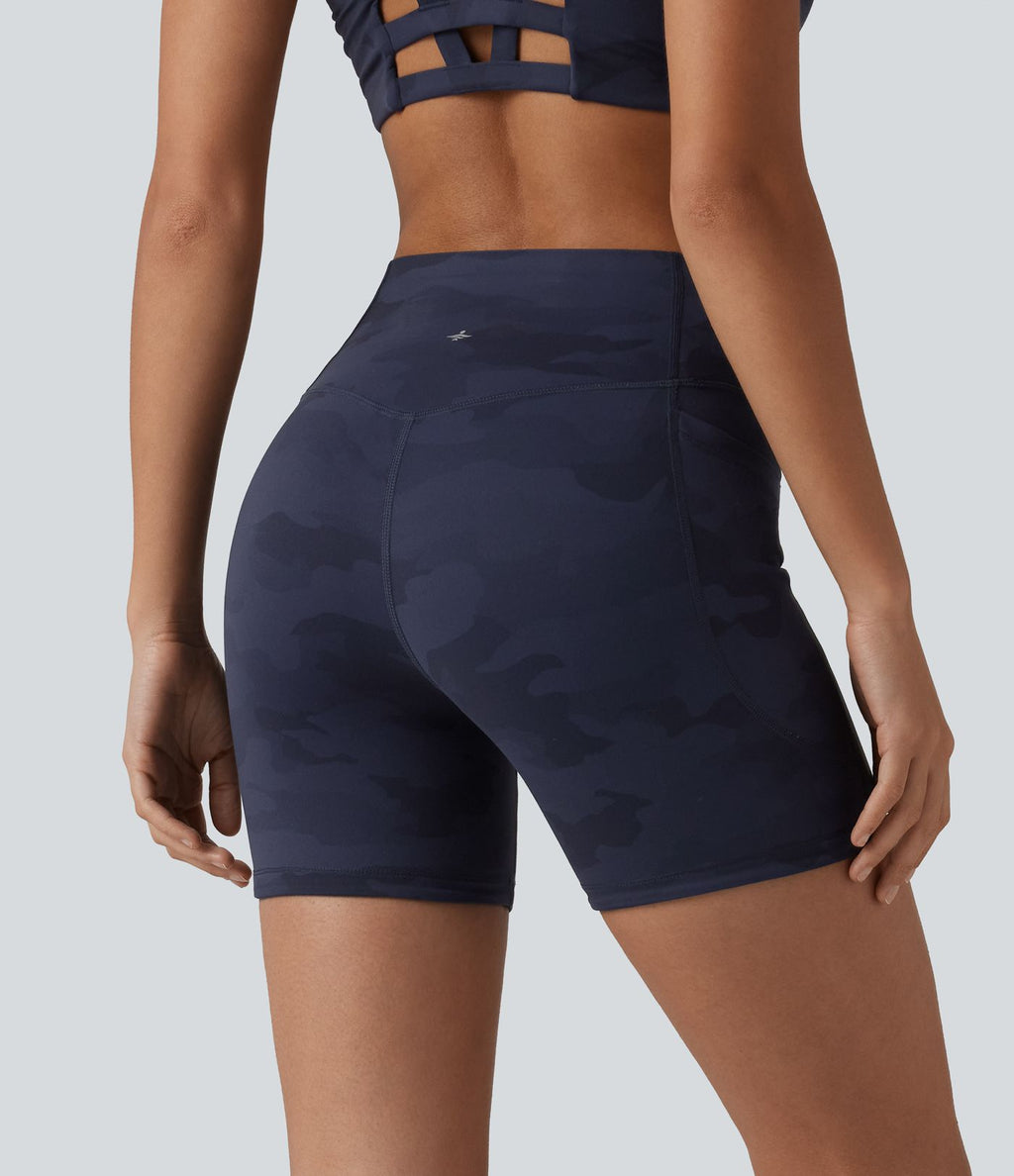 Short cycliste Halara UltraSculpt™ imprimé camouflage taille haute gainant 12,5 cm avec poches