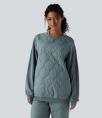 Sweat-shirt de sport matelassé camping à col rond et manches longues
