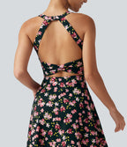 Robe active mini de danse 2-en-1 à petites fleurs, coussinets amovibles, poches et accès facile Easy Peasy