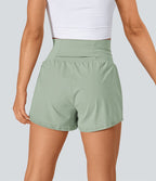 Short 7,5cm Yoga 2 en 1 Super Taille Haute Poches Arrière Poches Cachées Latérales