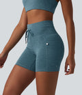 Short cycliste de yoga Halara UltraSculpt™ chiné, taille haute, cordon de serrage, séchage rapide, 12,5 cm, avec poches