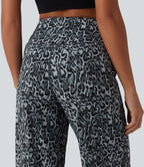 Pantalon de yoga jambes droites taille haute gainant imprimé léopard Halara UltraSculpt™ avec poches