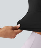 Haut yoga crop SoftlyZero™ séchage rapide Quick Dry à col diamant, manches courtes, mesh et coussinets amovibles
