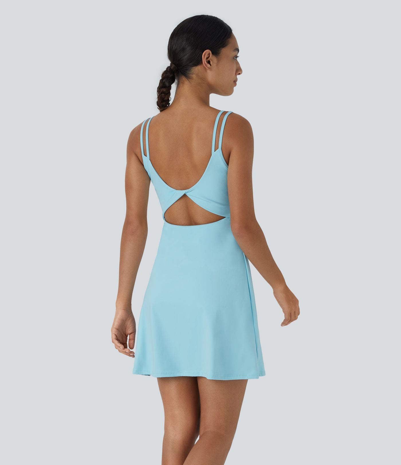 Robe de sport danse 2-pièces SoftlyZero™ Plush double bretelles caraco avec poche A-D