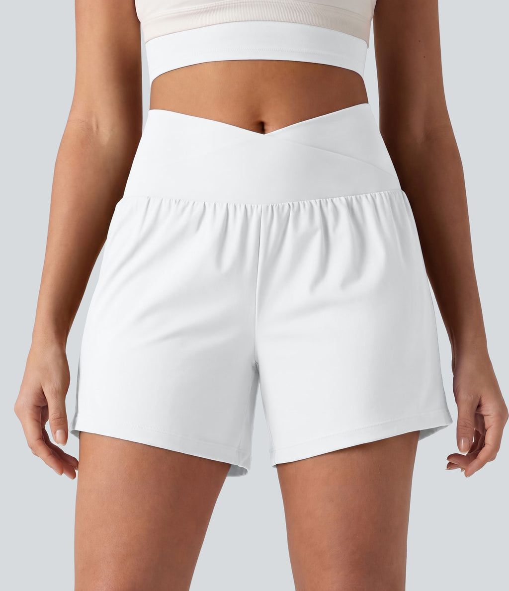 Short de yoga SoftlyZero™ Airy croisé taille haute 2-en-1 effet frais InstantCool 12,5 cm avec poches