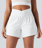 Short de yoga SoftlyZero™ Airy croisé taille haute 2-en-1 effet frais InstantCool 12,5 cm avec poches