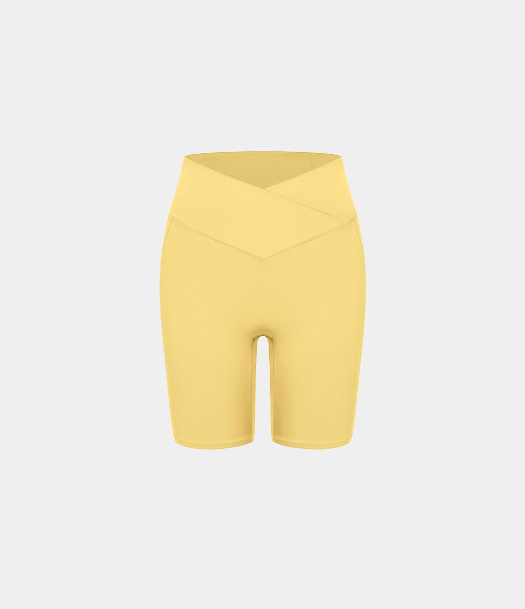 Softlyzero™ Short 17,5cm Yoga Taille Haute Crossover avec Poches Latérales