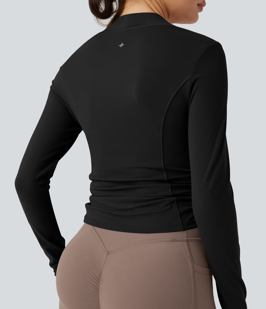 Veste yoga SoftlyZero™ Plush manches longues avec trous pour pouces et cordon de serrage