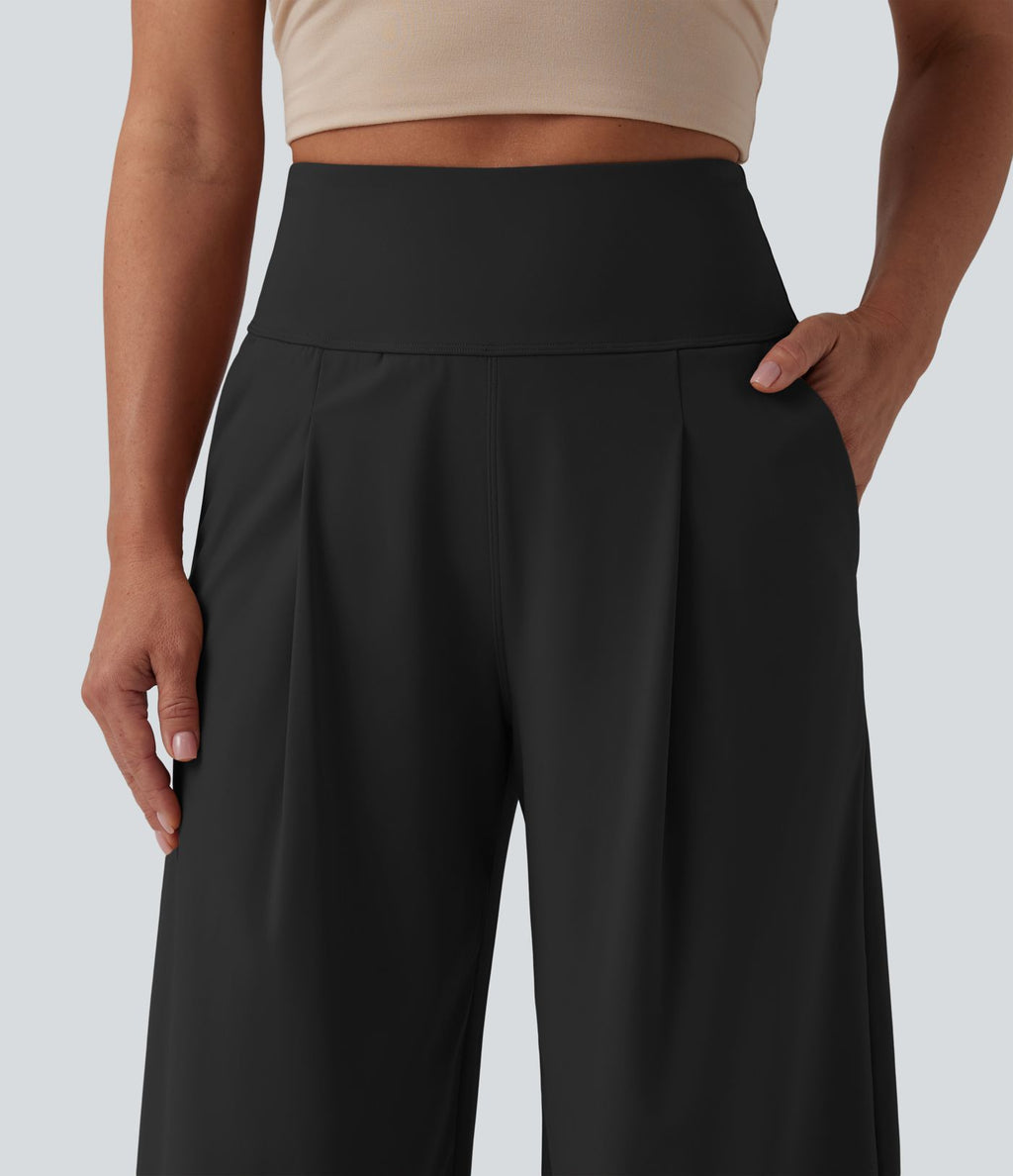 Pantalon large décontracté SoftlyZero™ Airy gainant taille haute effet frais InstantCool avec poches, protection solaire UPF50+