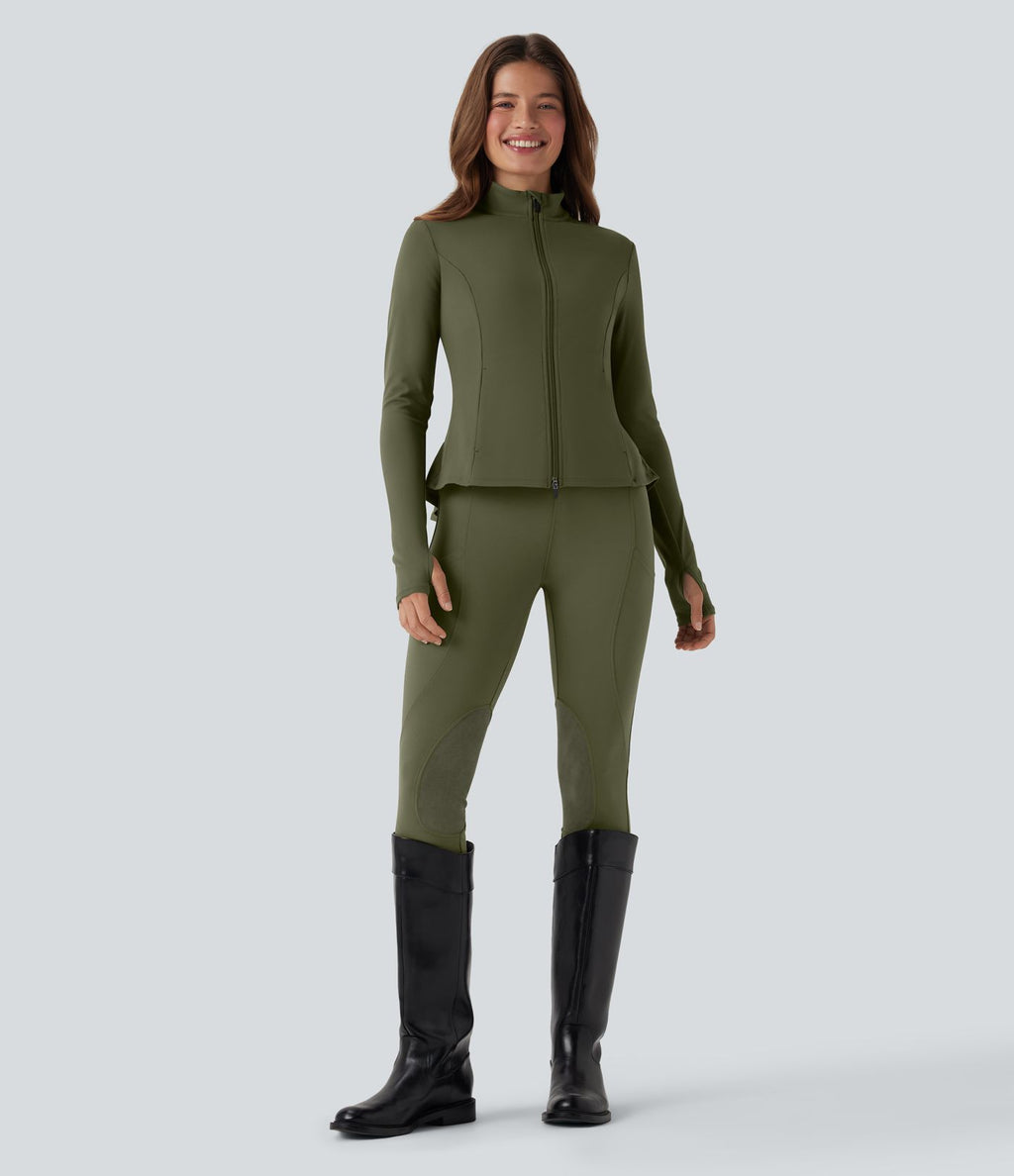 Veste ajustée col montant zippée avec passants pouces et ourlet à volants DayStretch avec poches