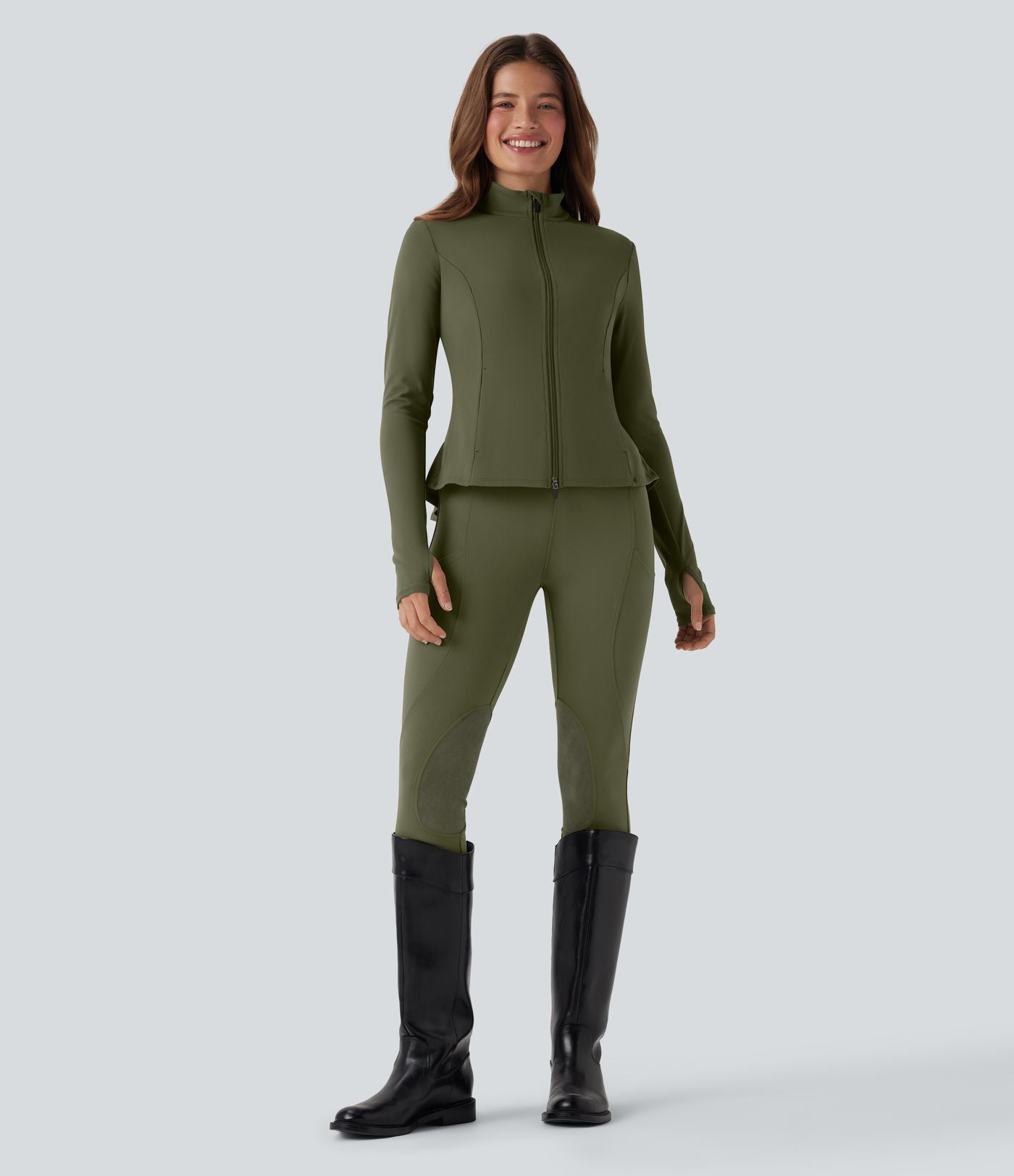 Veste ajustée col montant zippée avec passants pouces et ourlet à volants DayStretch avec poches