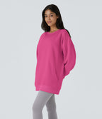 Sweat-shirt décontracté en polaire, col rond, manches longues, poches latérales, coupe oversize