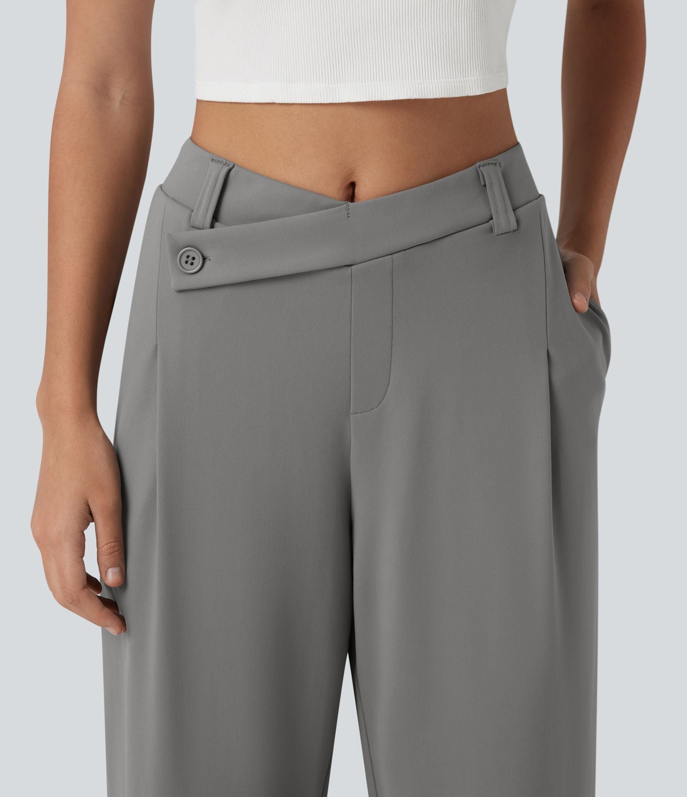 Halara Flex™ DayStretch Pantalon tailleur asymétrique jambe droite taille mi-haute avec poches